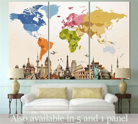 World Map Canvas Art Wall Decor 3 Piece Canvas Prints Artwork Ca Go
