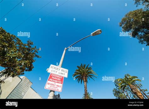 Beverly Hills City Limit Sign California Stock Photo Alamy