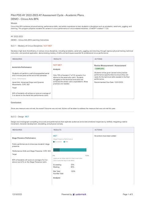 Assessment Report Sample Kent State University