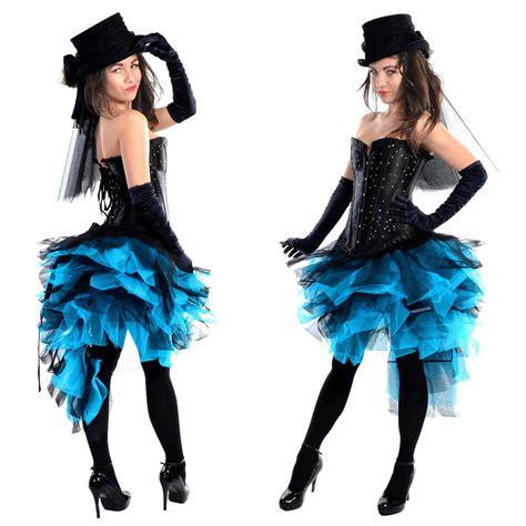 Black Blue Burlesque Mardi Gras Tutu Bustle Dress Up Masquerade Party