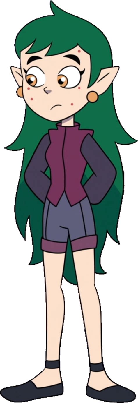A Cartoon Character With Green Hair Wearing Shorts And A Purple Shirt