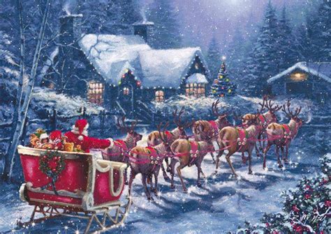 Santa With Sleigh In Snow Christmas Scenes Magical Christmas