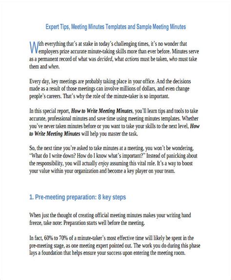 Minutes Meeting Writing 13 Examples Format Pdf Examples