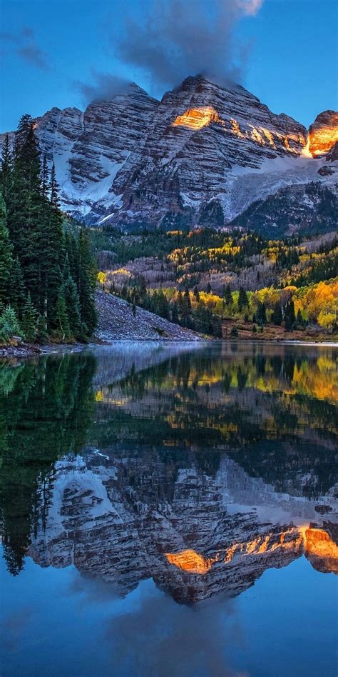 Sunny Day Forest Mountains Lake Reflections Nature 1080x2160