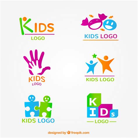Colección De Logos De Niños Vector Premium