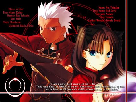 Servant And Master Archer Emiya Fate Stay Night Tohsaka Hd