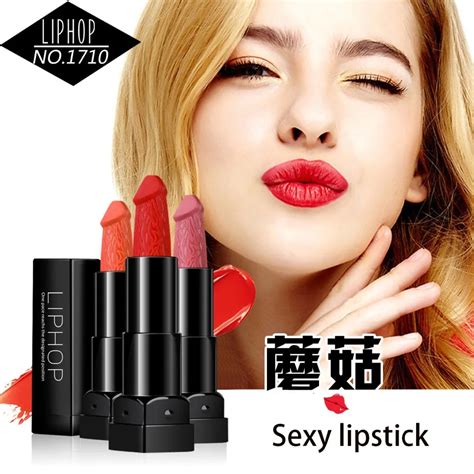 Liphop Brand Penis Shape Lipstick 6 Colors Mushroom Lipstick Long Lasting Moisture Rouge Pop