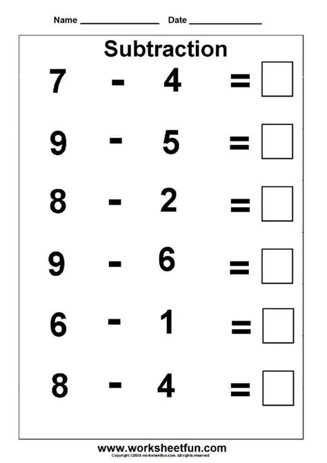 Simple Subtraction Worksheets (1) | Kindergarten math worksheets free