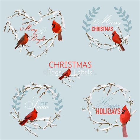 Vintage Christmas Winter Birds Stock Vector Illustration Of Note