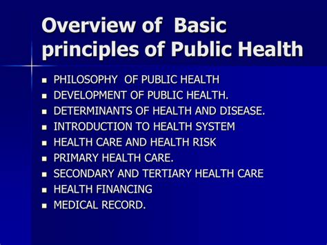 Overview Of Basic Principles Of Public Health