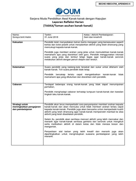 Contoh Refleksi Rpa Taska Rpa Tadika Taska Membalik Buku Halaman 1 43