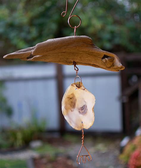 Wind Chime Driftwood Oyster Shell Outdoor Windchime Etsy