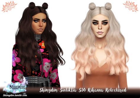 Shimydim Sintiklia`s Rihanna Hair Retextured Sims 4 Hairs
