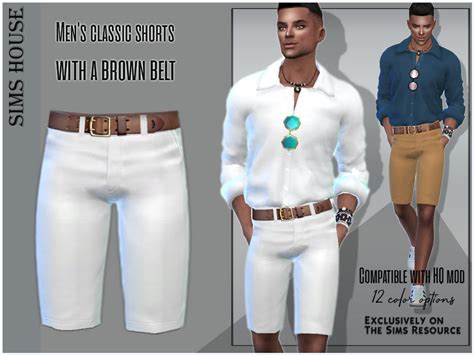 The Sims Resource Mens Classic Shorts With A Brown Belt