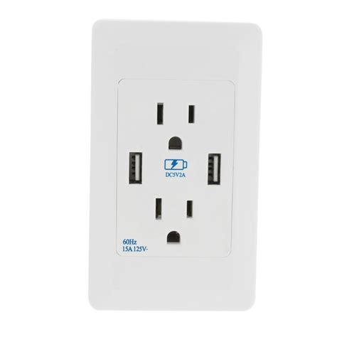 Dc 5v 2a High Speed Usb Charger Receptacle Us Socket Wall Outlet Ac