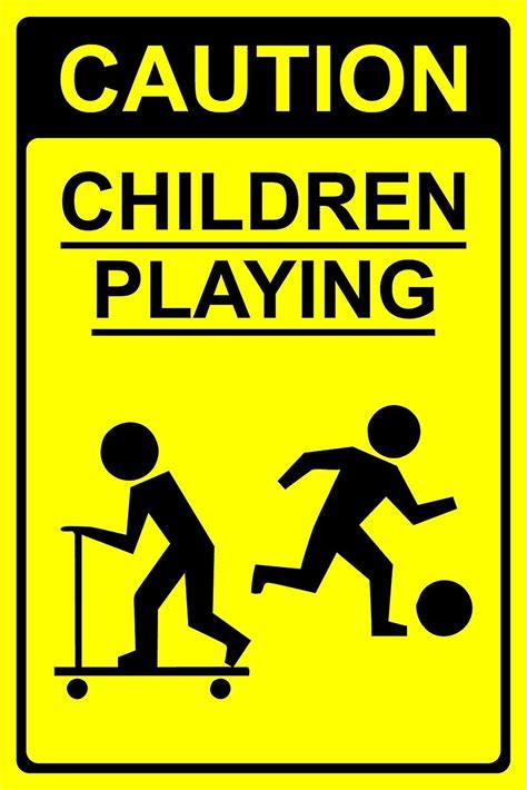 Caution Children Playing Sign 12mm Rigid Plastic 600mm X 400mm