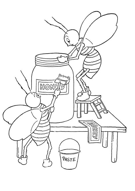 The dog, the cat and the mouse. Kids Printable - Honey Bees Coloring Page - The Graphics Fairy