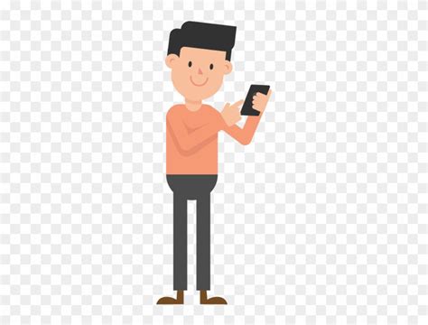 Man Looking At Phone Cartoon Vector Man With Phone Vector Png Free