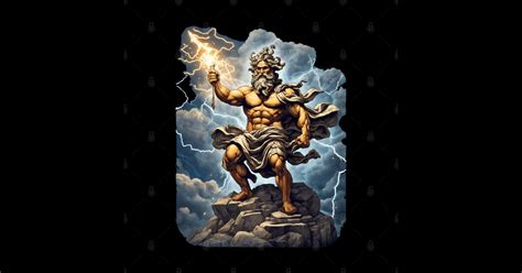 Ancient Greek Zeus Throwing Lightning Bolts From Olympus Zeus God