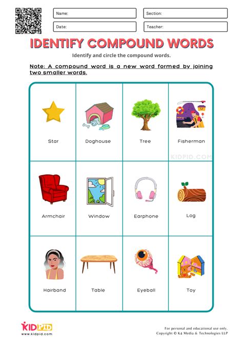 Identify Compound Words Printable Worksheets For Grade 1 Kidpid