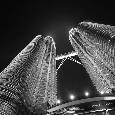 Hd Wallpaper Petronas Towers Architecture Black And White Bridge