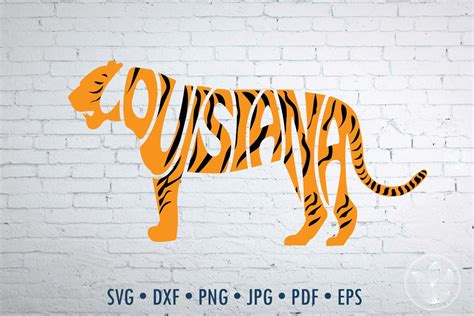 Louisiana In Tiger Shape Word Art Svg Dxf Eps Png 721412 Cut