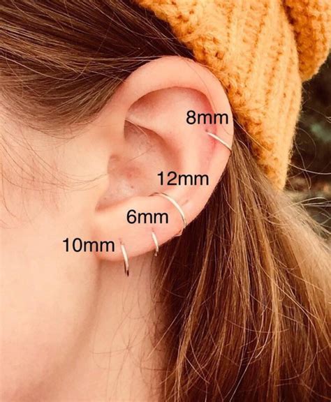 Small Endless Hoop Earring Top Ear Lobe Cartilage Piercing Etsy