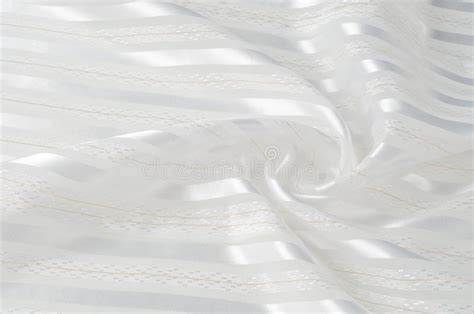 Background Texture Pattern White Silk Fabric With A Light Strip
