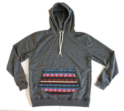 Bohemian Long Sleeve Hoodie Charcoal Sweatshirt Tribal And Native Style