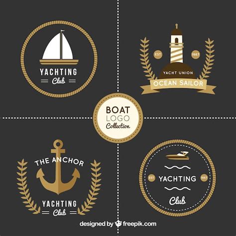 Pack De Cuatro Logos De Barcos Elegantes Vector Gratis
