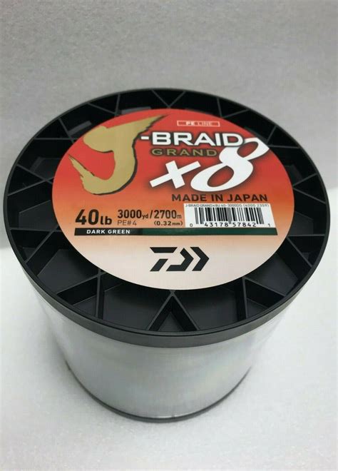 Daiwa J Braid X8 GRAND Braided Line DARK GREEN 40lb 3000yd JBGD8U40