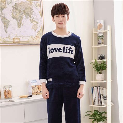 Winter Couple Letter Plus Thick Warm Pajamas With Cartoon Bear Long