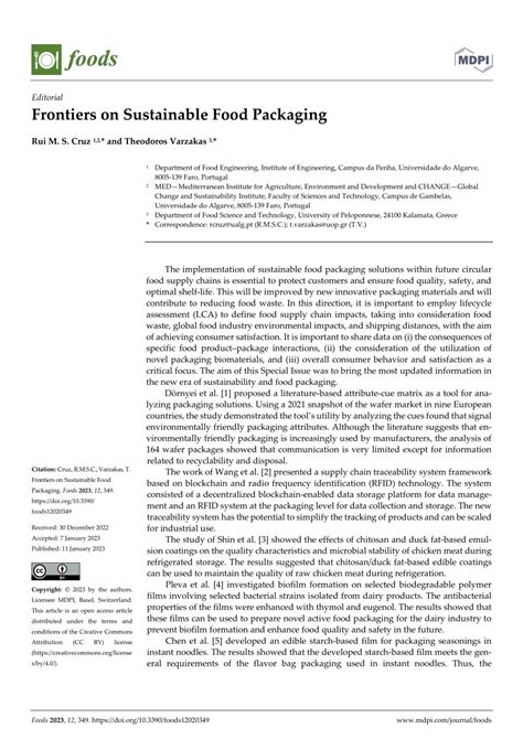 PDF Frontiers On Sustainable Food Packaging