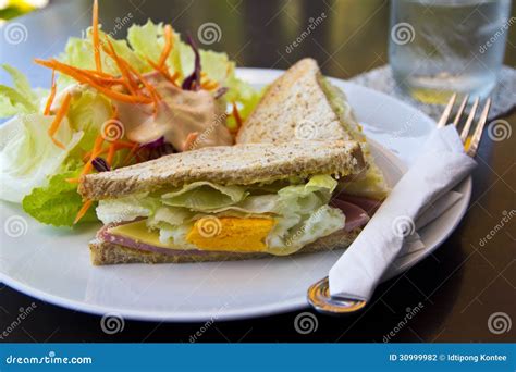 Breakfastclub Sandwich And Salad Stock Photo Image Of Breakfast