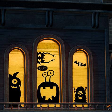 Ccinee 10pcs Giant Halloween Window Clings Novelty Cute Wiggly Monster
