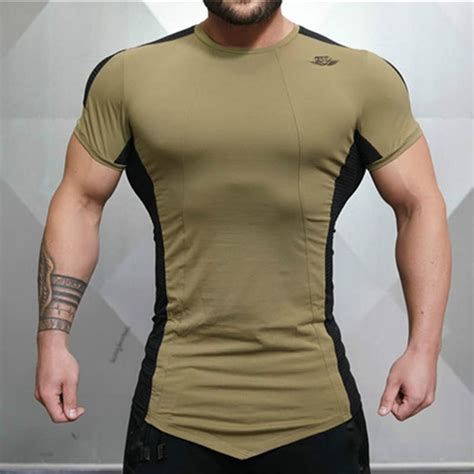 Mens Tight Fitting Short Sleeved T Shirt Fitness Organization Body