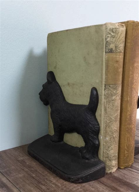Vintage Scottie Dog Bookends Black Cast Iron Doorstops Etsy