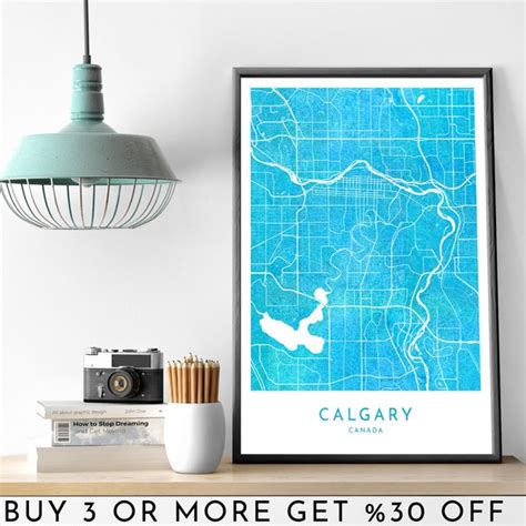Calgary City Map Etsy Canada