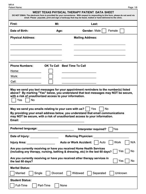 Patient Forms Texas Physical Therapy Specialiststexas Fill Out And