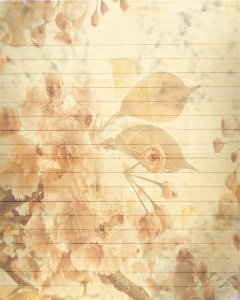 Printable Journal Page Sepia Flowers Lined Digital Etsy