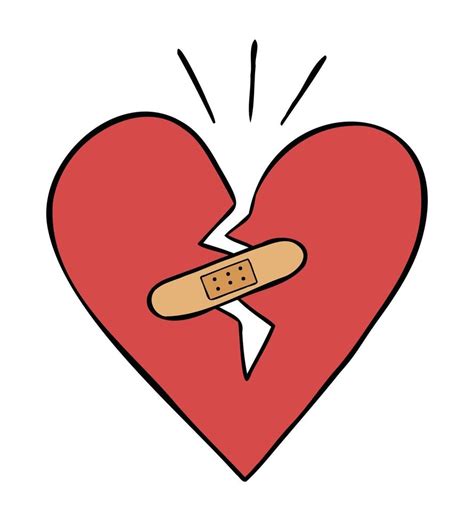 Cartoon Vector Illustration Of Broken Heart And Bandage 2383104 Vector