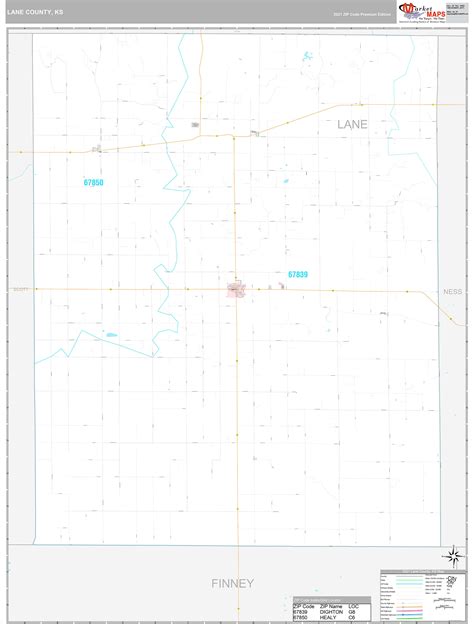 Lane County Ks Wall Map Premium Style By Marketmaps