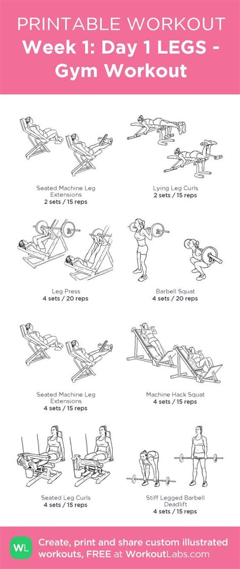 Week 1 Day 1 Legs Gym Workout Work Out Routines Gym Workout Gym