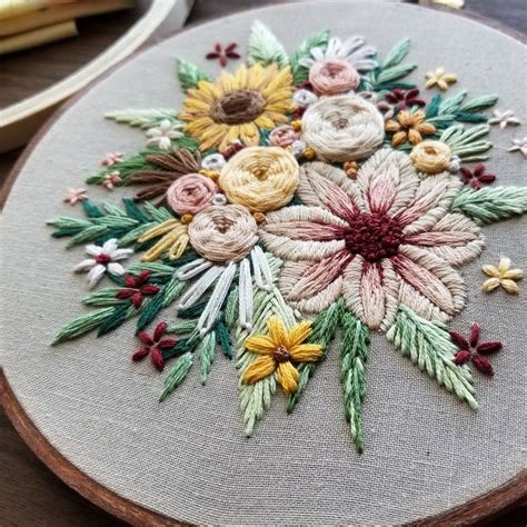 Flower Pdf Pattern Hand Embroidery Pattern Floral Bouquet Embroidery