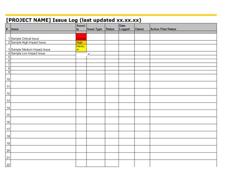 University Issue And Risk Tracking In Excel Format Templates At