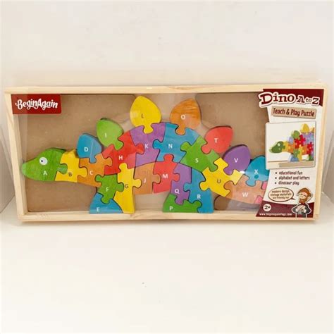Dinosaur ~ A To Z ~ Alphabet Chunky Wooden Puzzle ~ Ages 2t Educational
