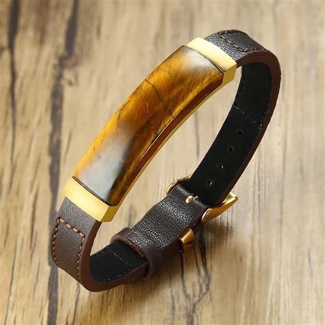 Unique Tiger Eye Genuine Leather Bracelet Bracelets For Men Leather