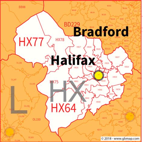 Halifax Postcode Area District And Sector Maps In Editable Format