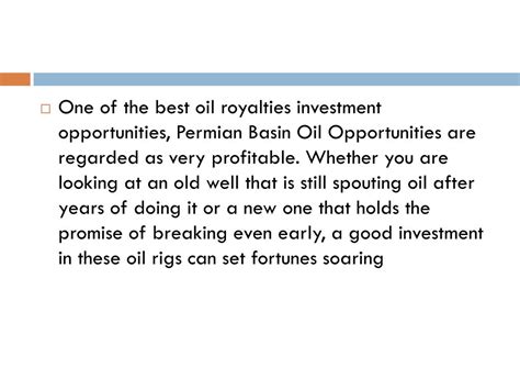 Ppt Oil Royalties Investment Opportunities Powerpoint Presentation