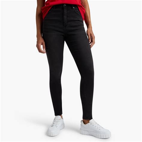 Redbat Womens Charcoal High Rise Super Skinny Jeans